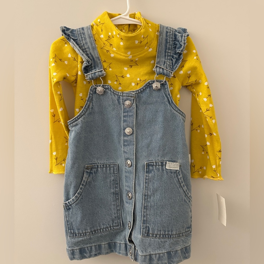 🆕 7 For All Mankind Denim Overalls with Yellow Top